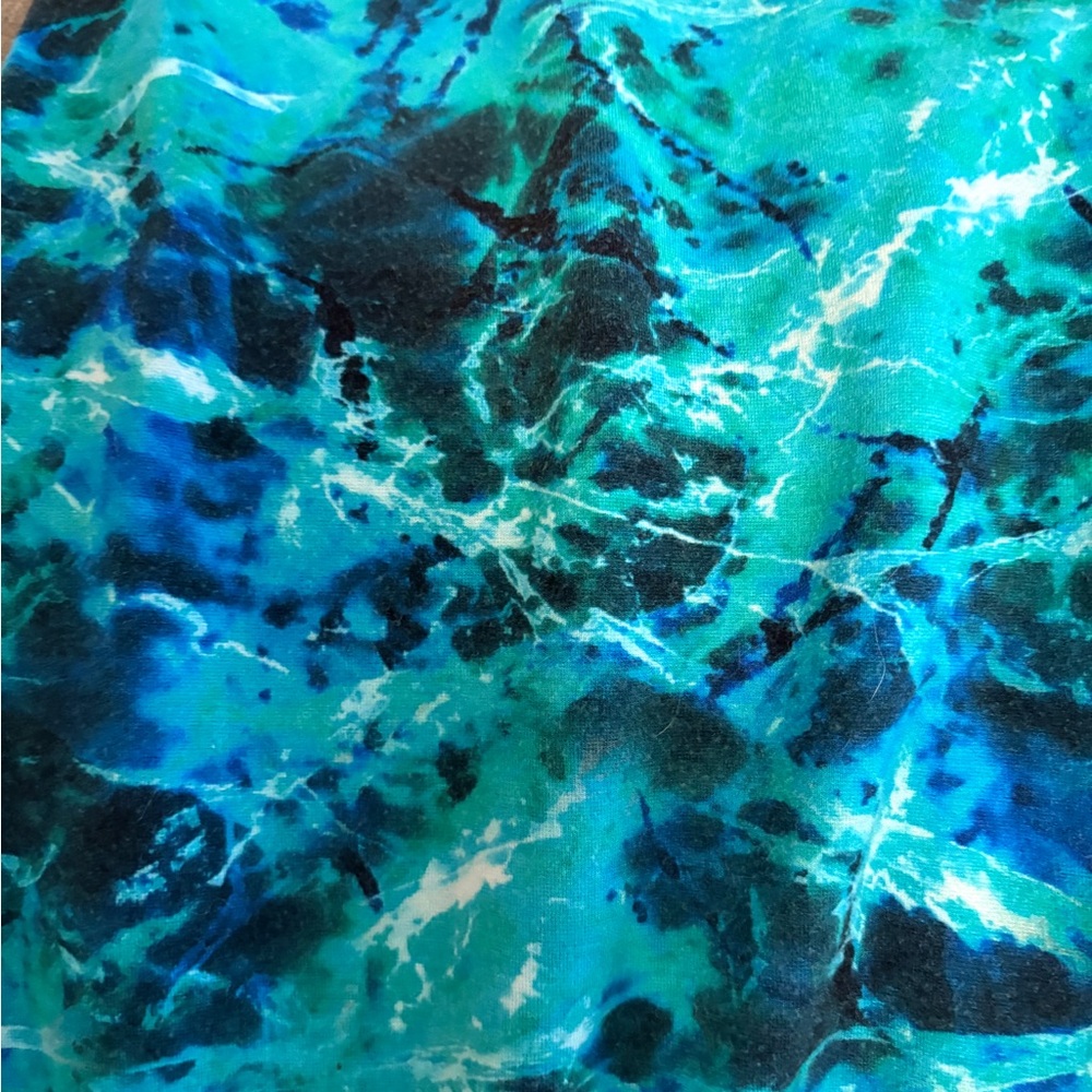 Soft surroundings petite largeTeal & Blue Active Leggings beautiful ocean print - Picture 2 of 4